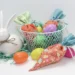 carrot drawstring bags with easter basket and ceramic bunny