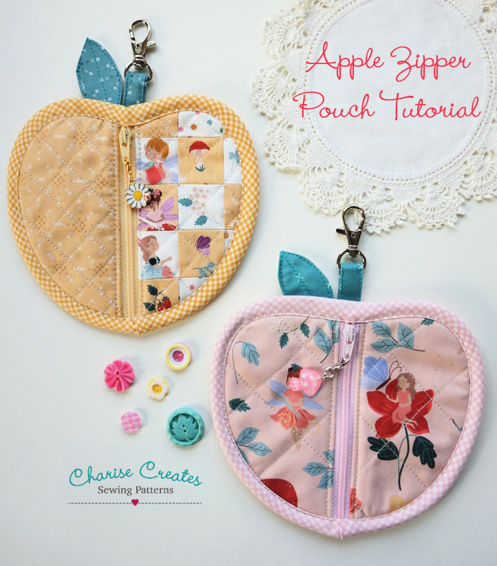Apple Zipper Pouch pattern by Charise Creates