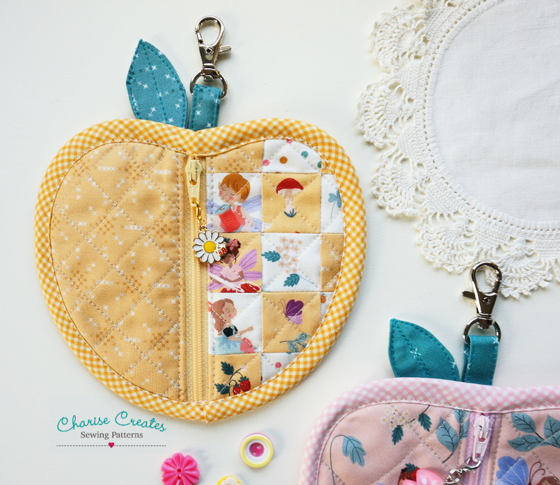 Apple Zipper Pouch pattern by Charise Creates
