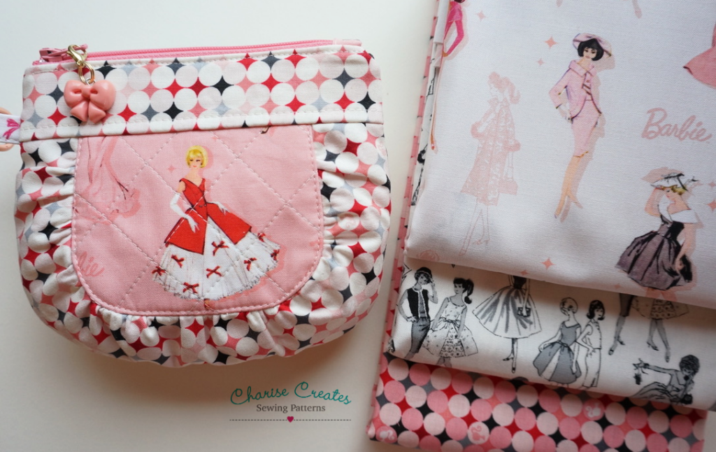 Gathered Curvy Zipper Pouch in Barbie Vintage
