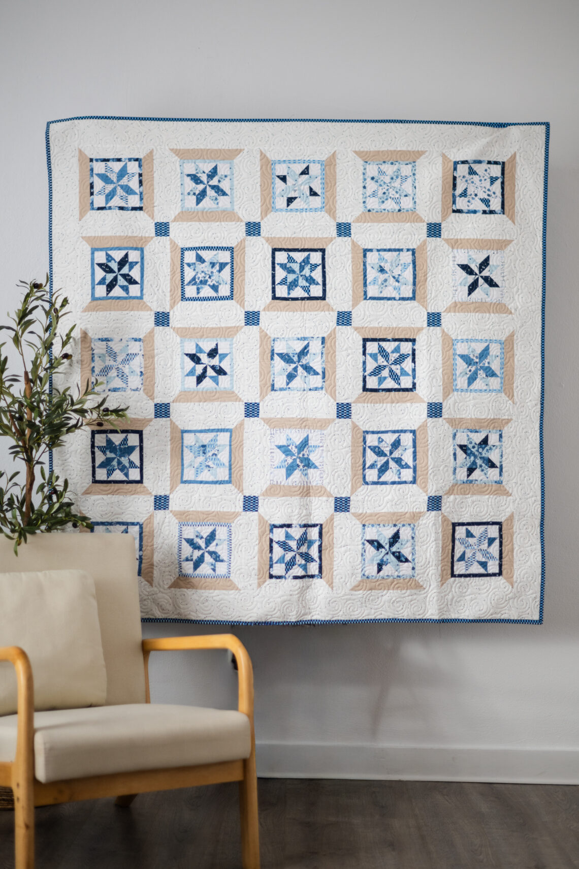 Quilt Pattern Threaded Blue Blooms & Threads - Free Quilt Patterns
